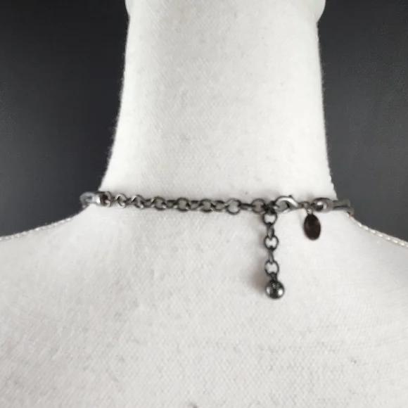 Signed Chicos Pendant Statement Necklace On Stationed Cord - Picture 5 of 7